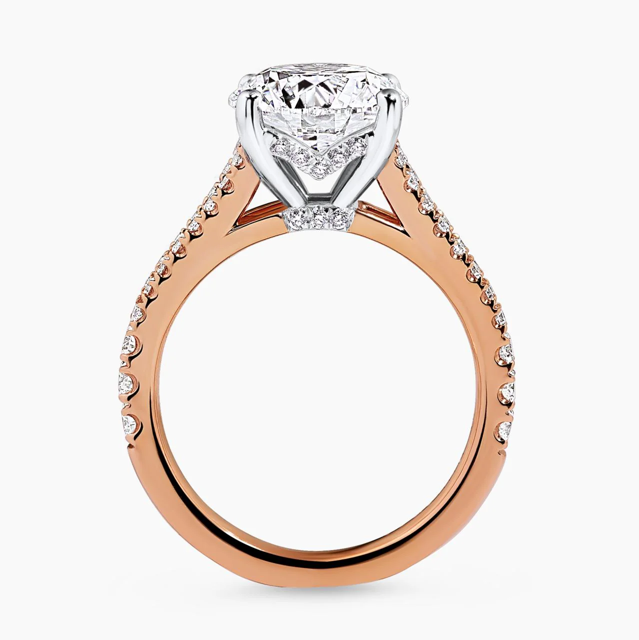 SARDEGNA 18ct rose and white gold 3.15ct round brilliant cut diamond split band engagement ring - Image 3