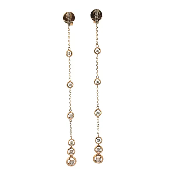 18ct rose gold 0.23ct diamond drop earrings - Image 2