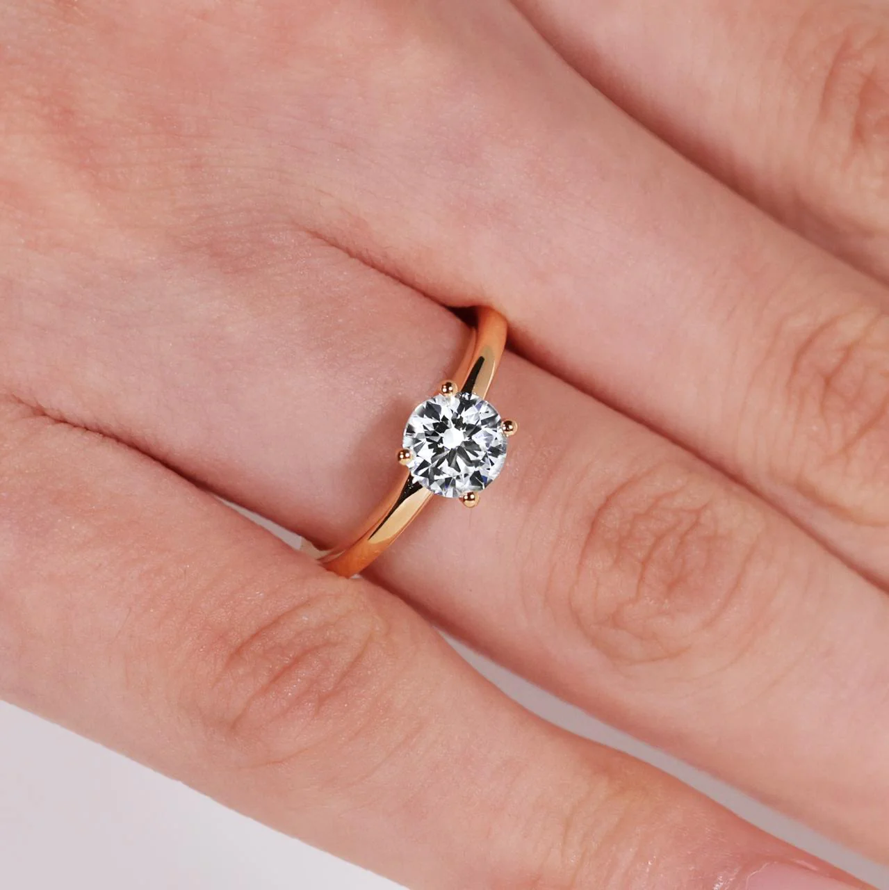 18ct rose gold 0.81ct round brilliant cut diamond four claw solitaire engagement ring - Image 2
