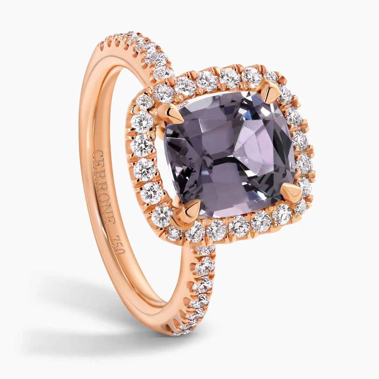 18ct rose gold 3.58ct cushion cut grey spinel and diamond ring - Image 2