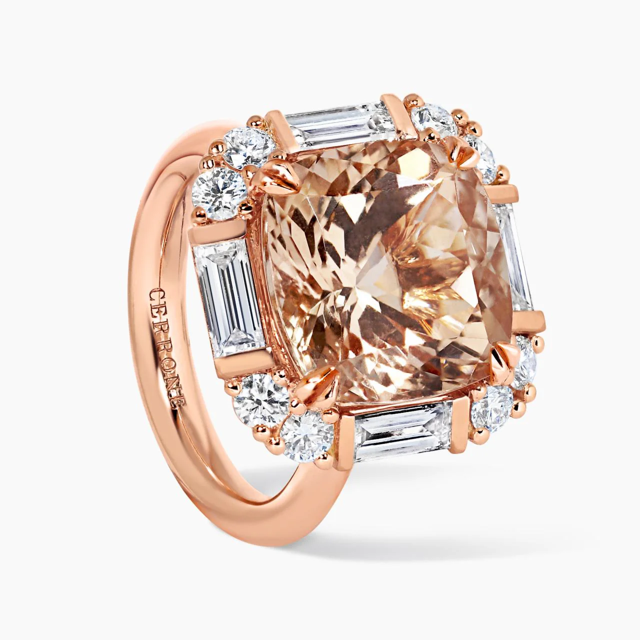 18ct rose gold cushion cut morganite and diamond ring from the Hampton Collection - Image 2