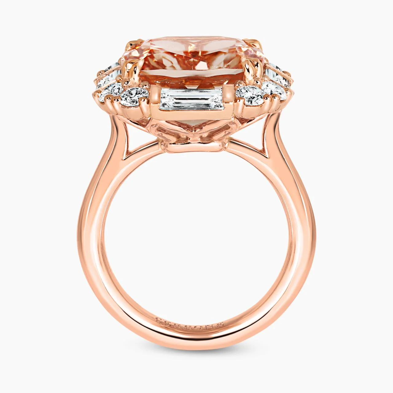 18ct rose gold cushion cut morganite and diamond ring from the Hampton Collection - Image 3