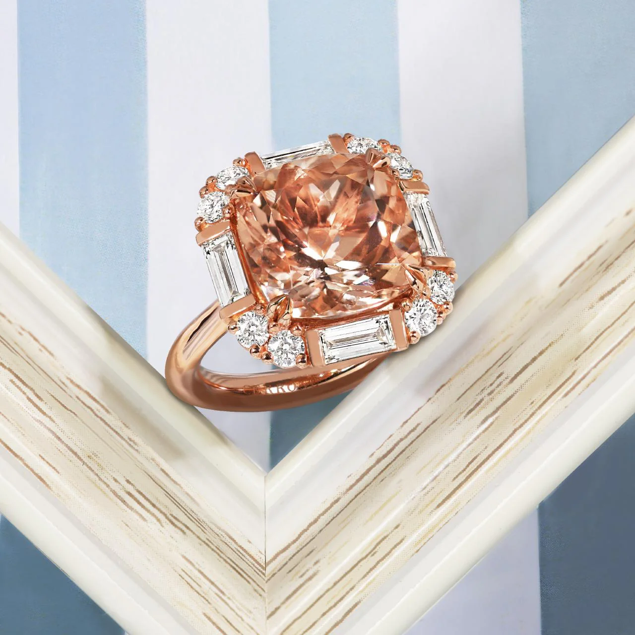18ct rose gold cushion cut morganite and diamond ring from the Hampton Collection - Image 4