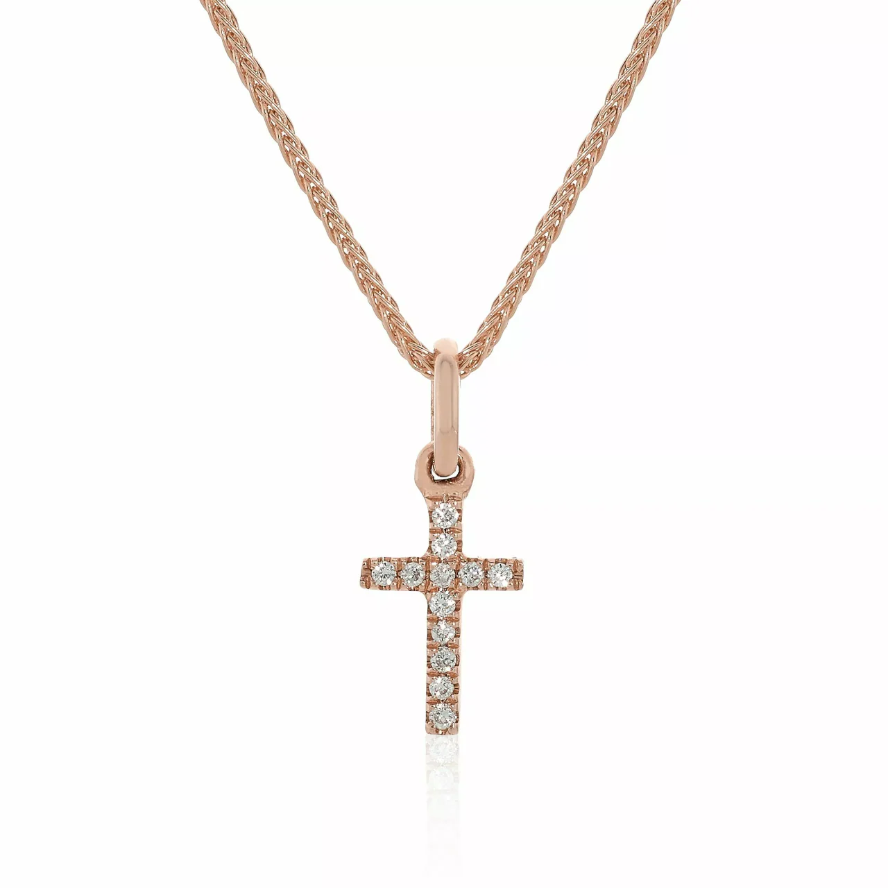18ct rose gold diamond set small cross pendant - Image 3