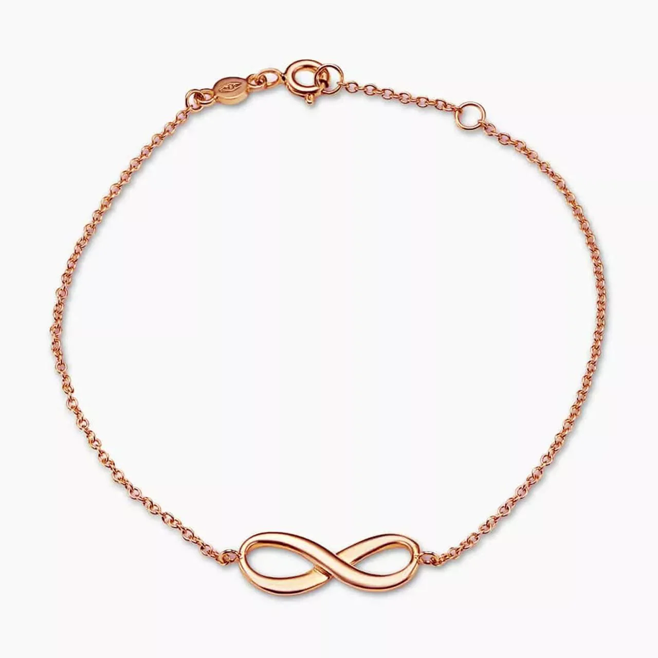 18ct rose gold infinity 19cm bracelet