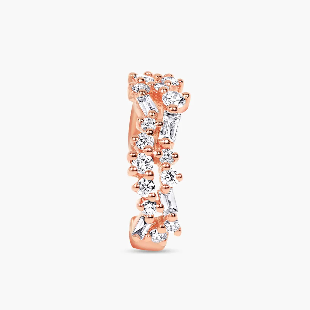 18ct rose gold round and baguette diamond ear cuff - Image 2