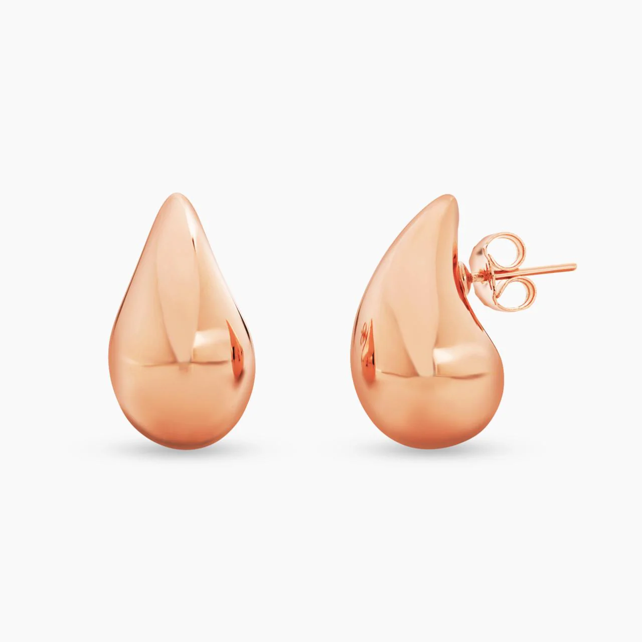 18ct rose gold tear drop hollow earrings