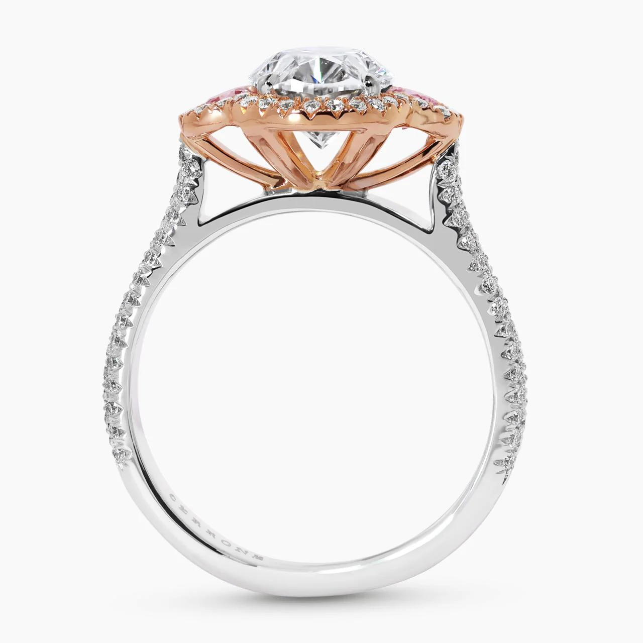 OTTAVIA 18ct white and rose gold 1.97ct oval shaped diamond engagement ring with pink diamonds - Image 3