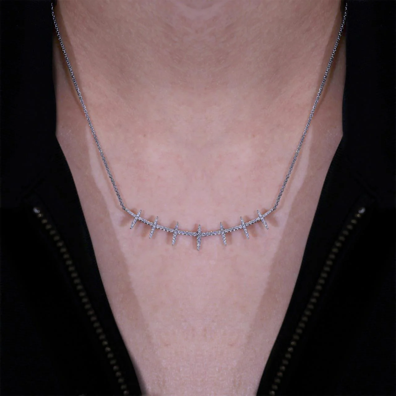 18ct white gold 0.44ct diamonds set necklace - Image 2
