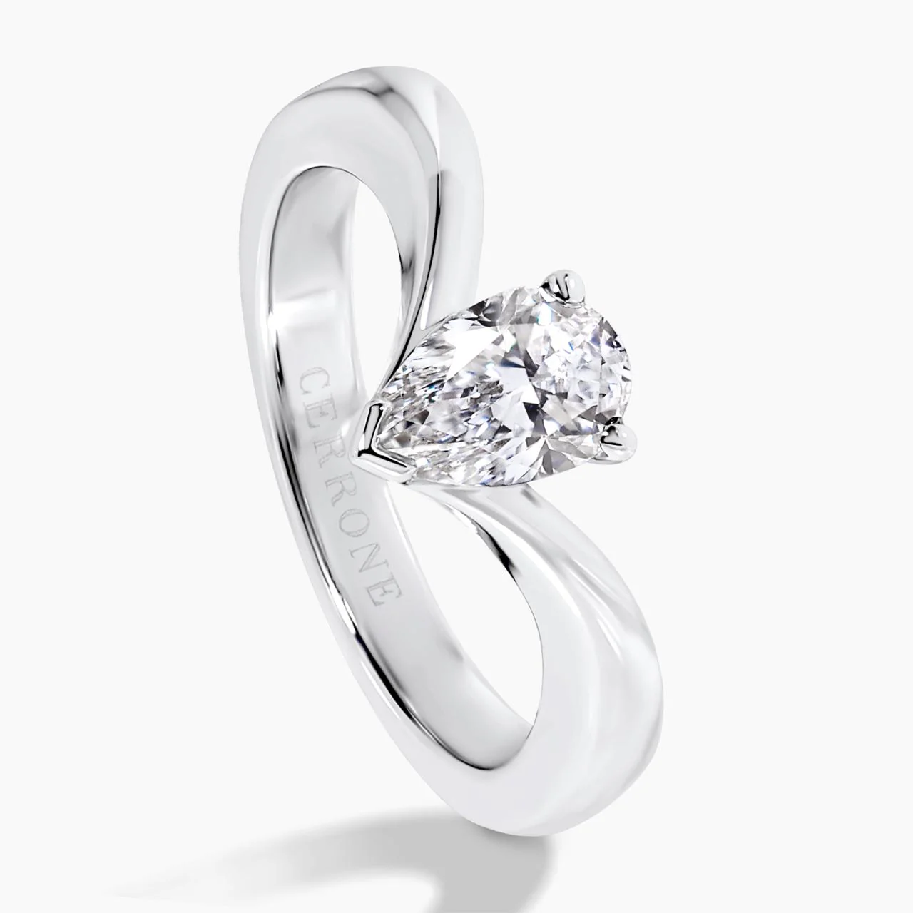18ct white gold  0.74ct DE VS pear shaped lab grown diamond engagement ring - Image 3