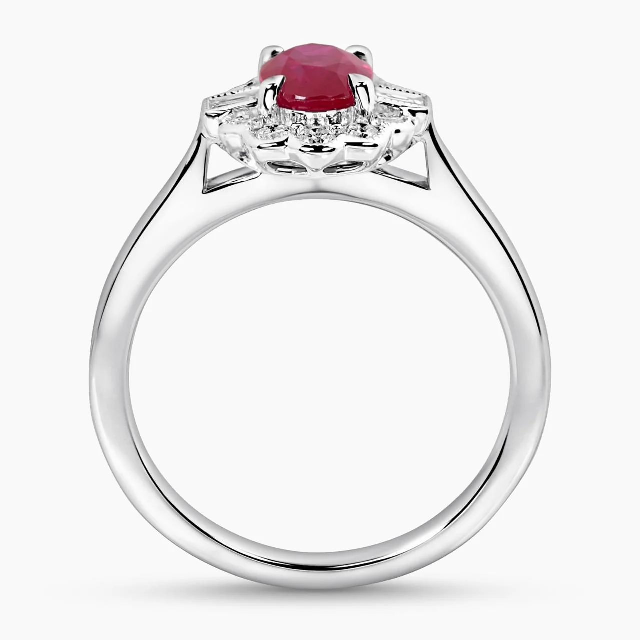 18ct white gold 0.97ct oval mozambique pigeon blood red ruby & diamond ring - Image 3