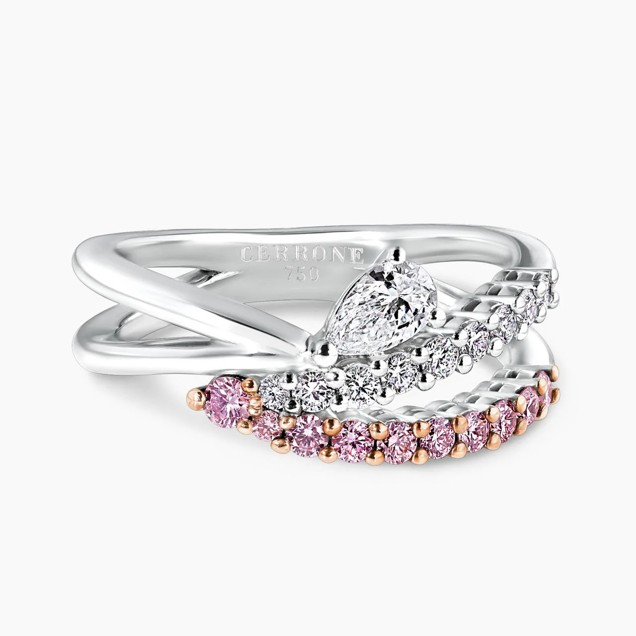 18ct white gold 1=0.21ct pear shaped diamond ring with argyle round brilliant cut diamonds