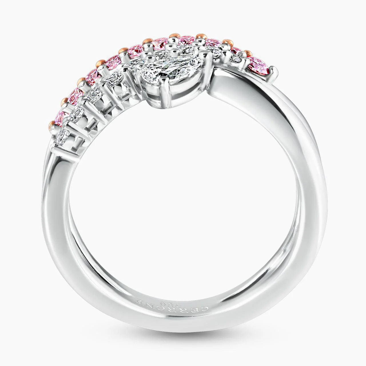 18ct white gold 1=0.21ct pear shaped diamond ring with argyle round brilliant cut diamonds - Image 3