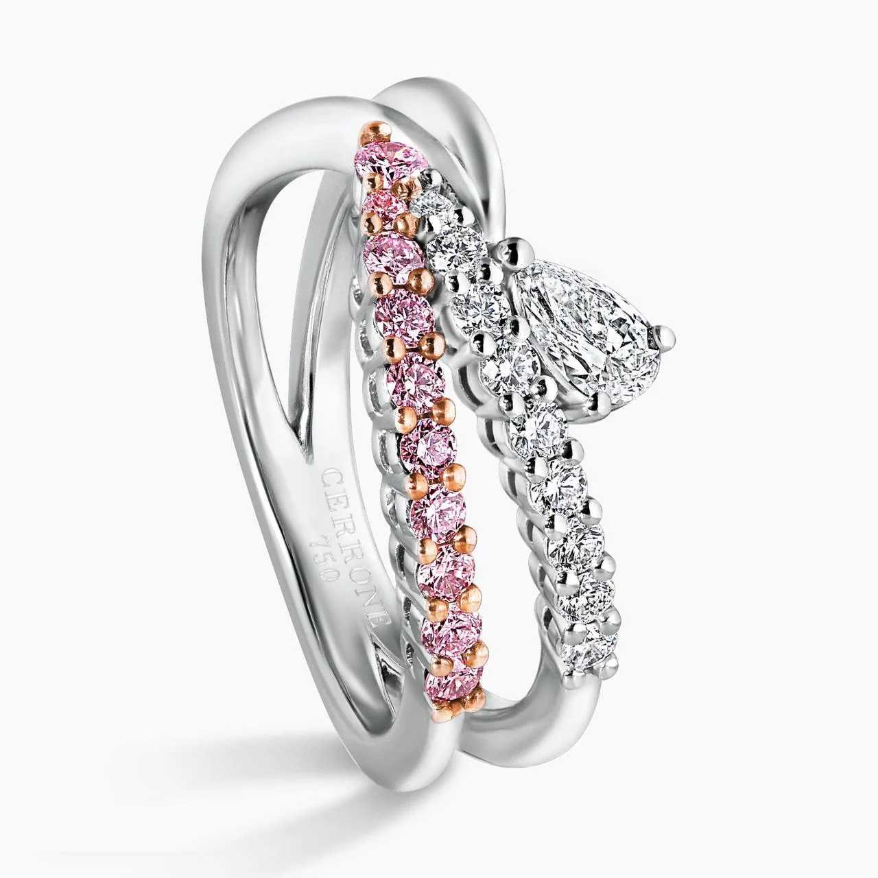 18ct white gold 1=0.21ct pear shaped diamond ring with argyle round brilliant cut diamonds - Image 4