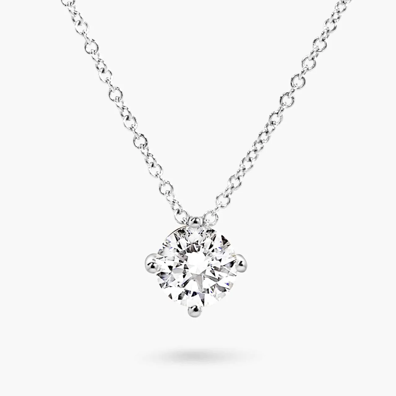 18ct white gold 1.20ct round GIA diamond solitaire necklace in a four claw setting