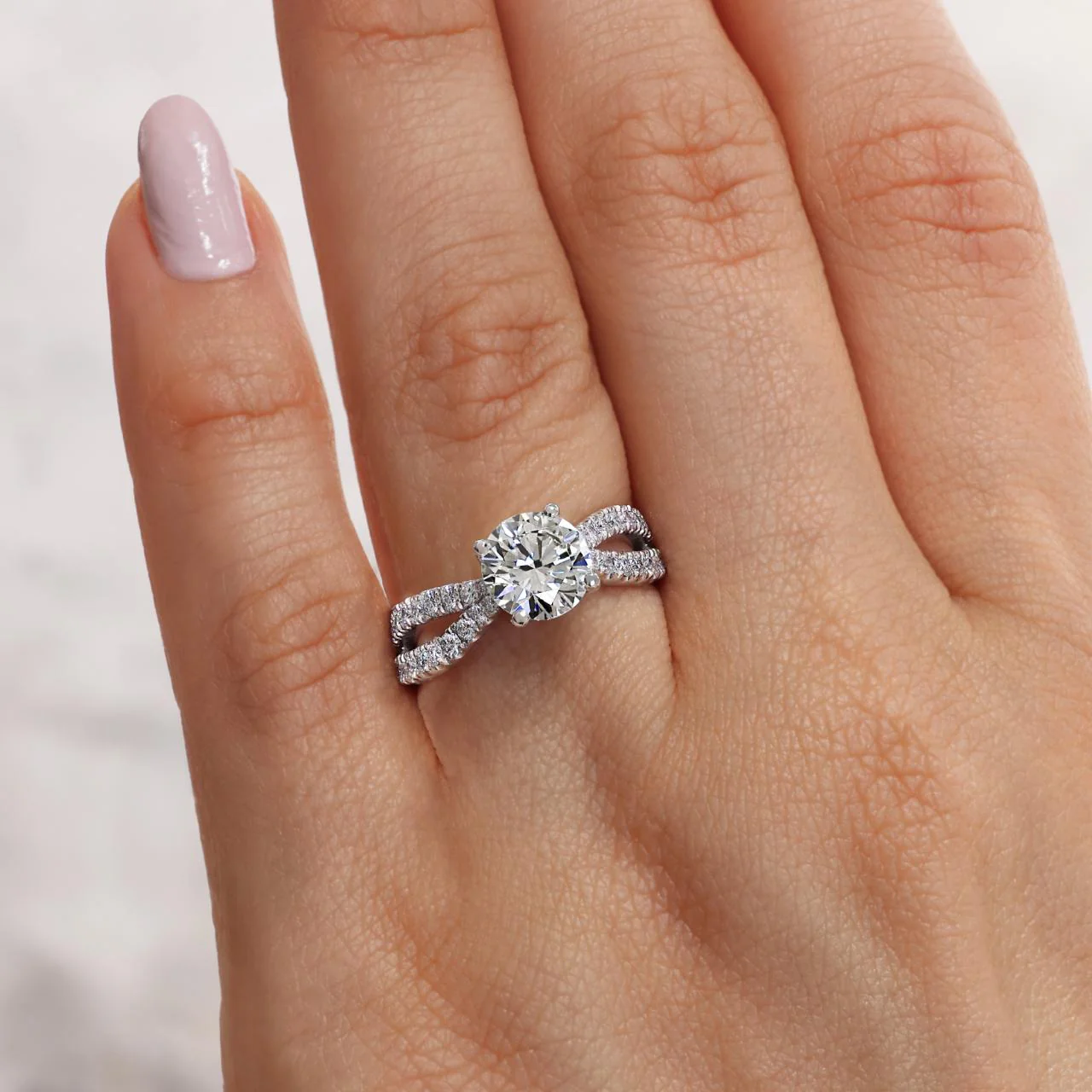 18ct white gold 1.22ct round brilliant cut diamond engagement ring featuring round fancy pink diamonds GIA Cert - Image 2
