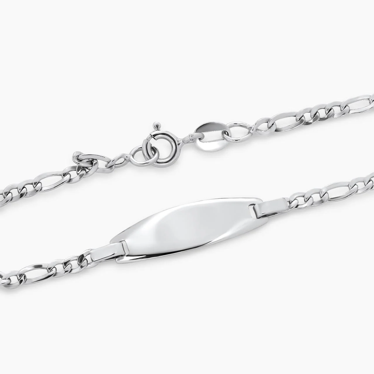 18ct white gold 1+3 Figaro link 14.5cm baby ID bracelet - Image 2