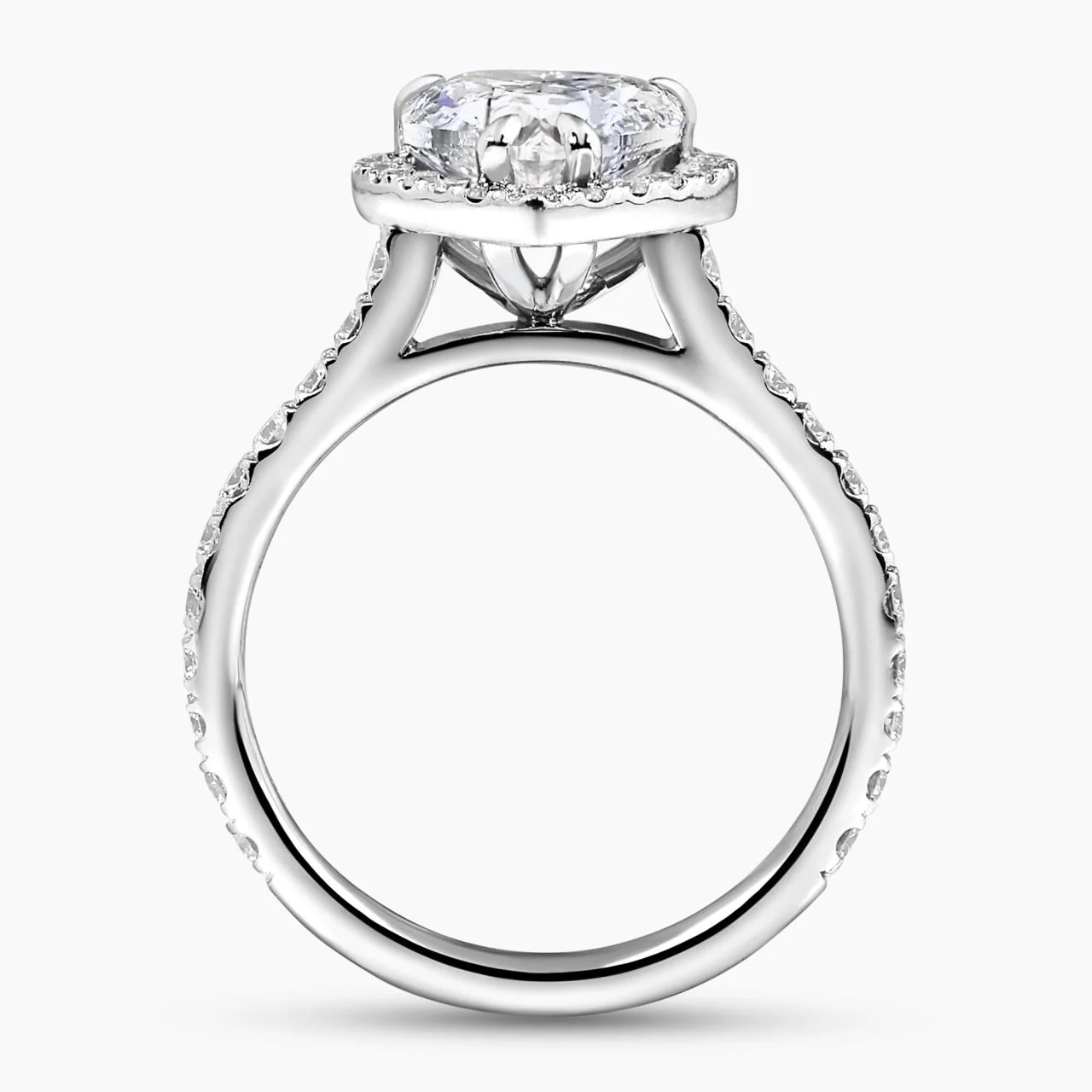 18ct white gold 1.51ct heart and round brilliant cut diamond halo engagement ring - Image 3