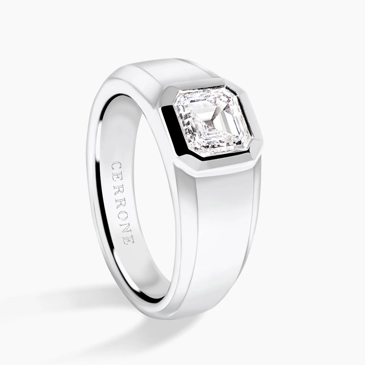 18ct white gold 2.00ct Asscher cut LAB grown diamond bezel set engagement ring - Image 2
