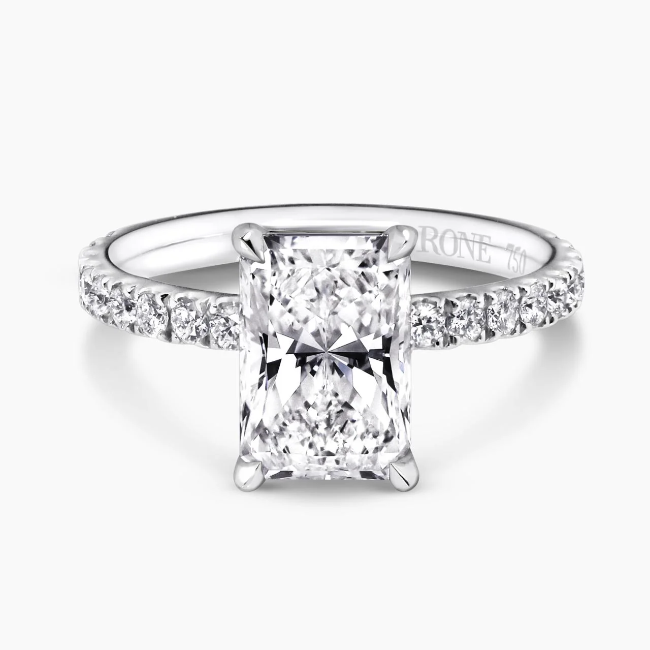 18ct white gold 2.01ct F SI1 radiant diamond engagement ring