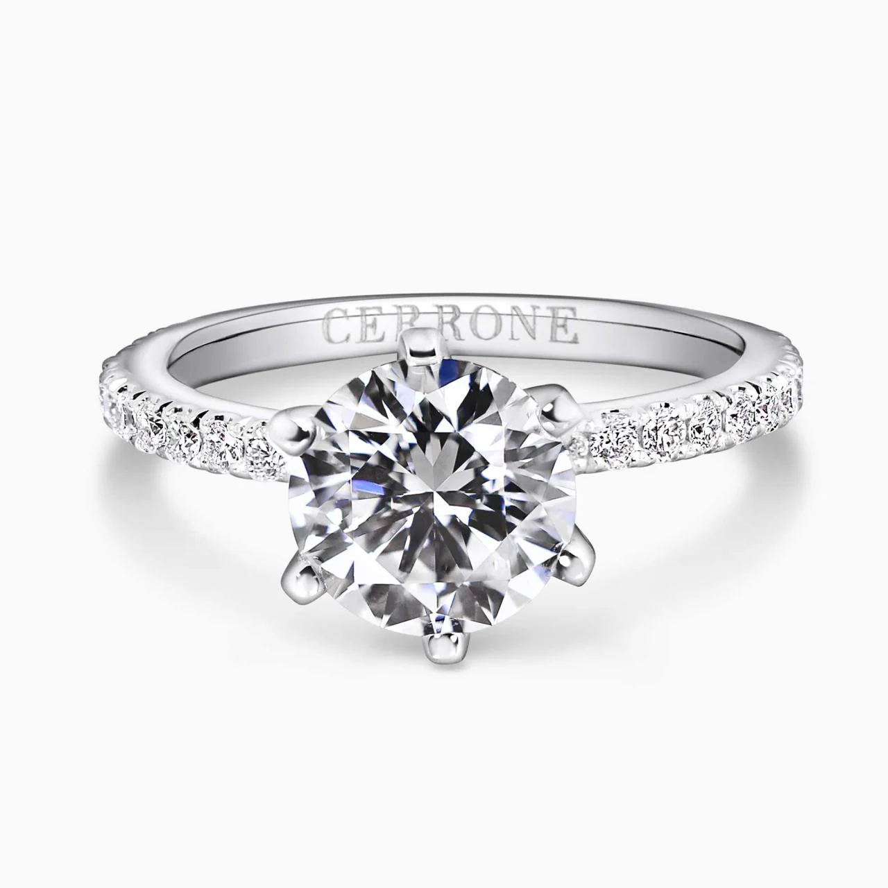 18ct white gold 2.01ct six claw round brilliant cut diamond ring