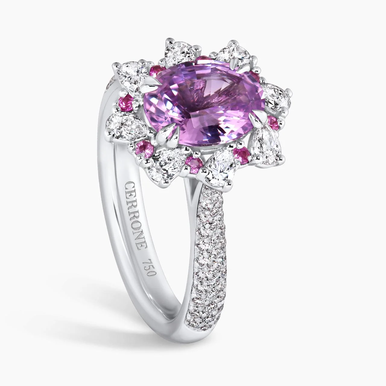 FIORE ROSA - 18ct white gold 2.04ct unheated oval pink sapphire and diamond ring - Image 3