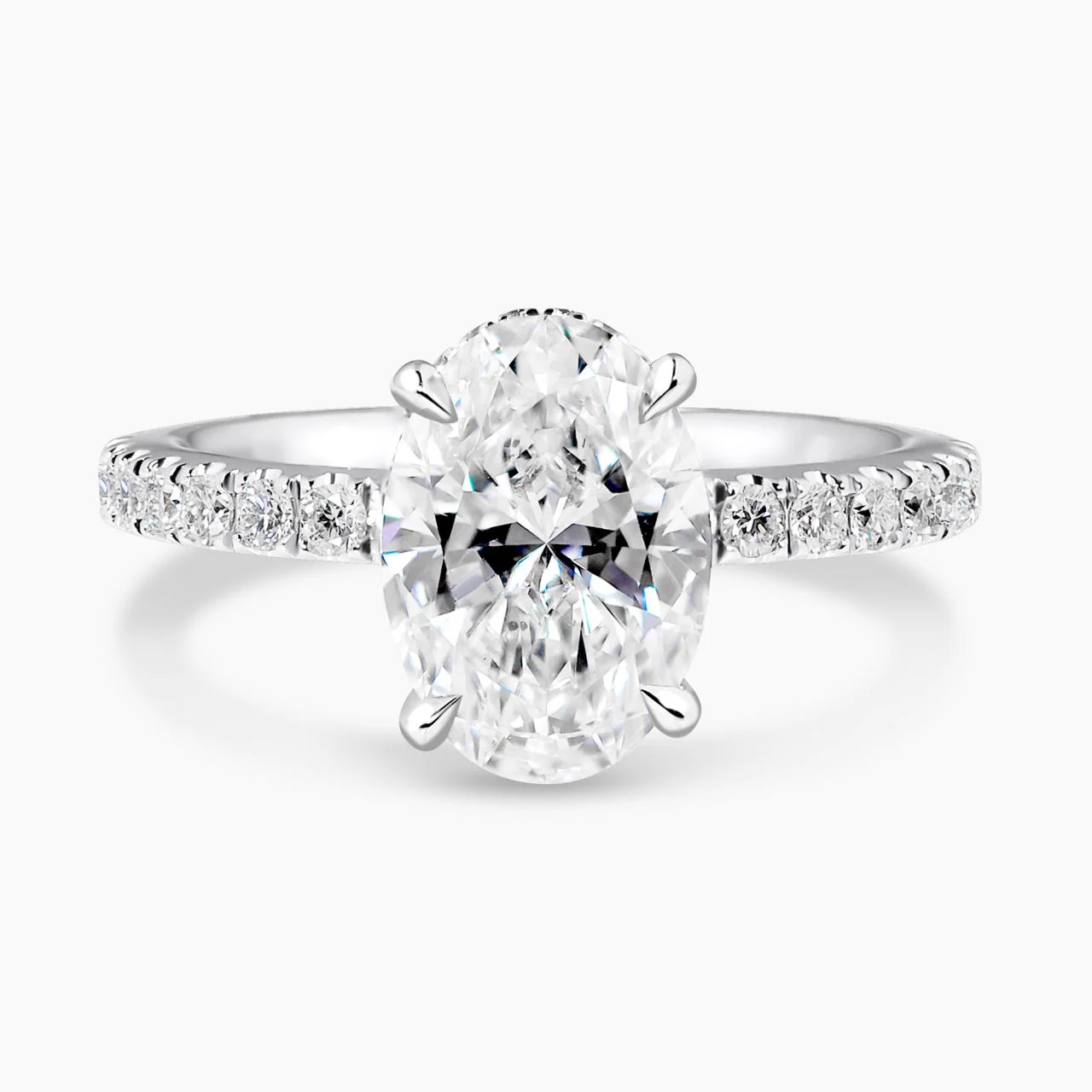 18ct white gold 2.54ct D VS1 Oval brilliant cut Lab Grown diamond engagement ring ring. IGI Cert