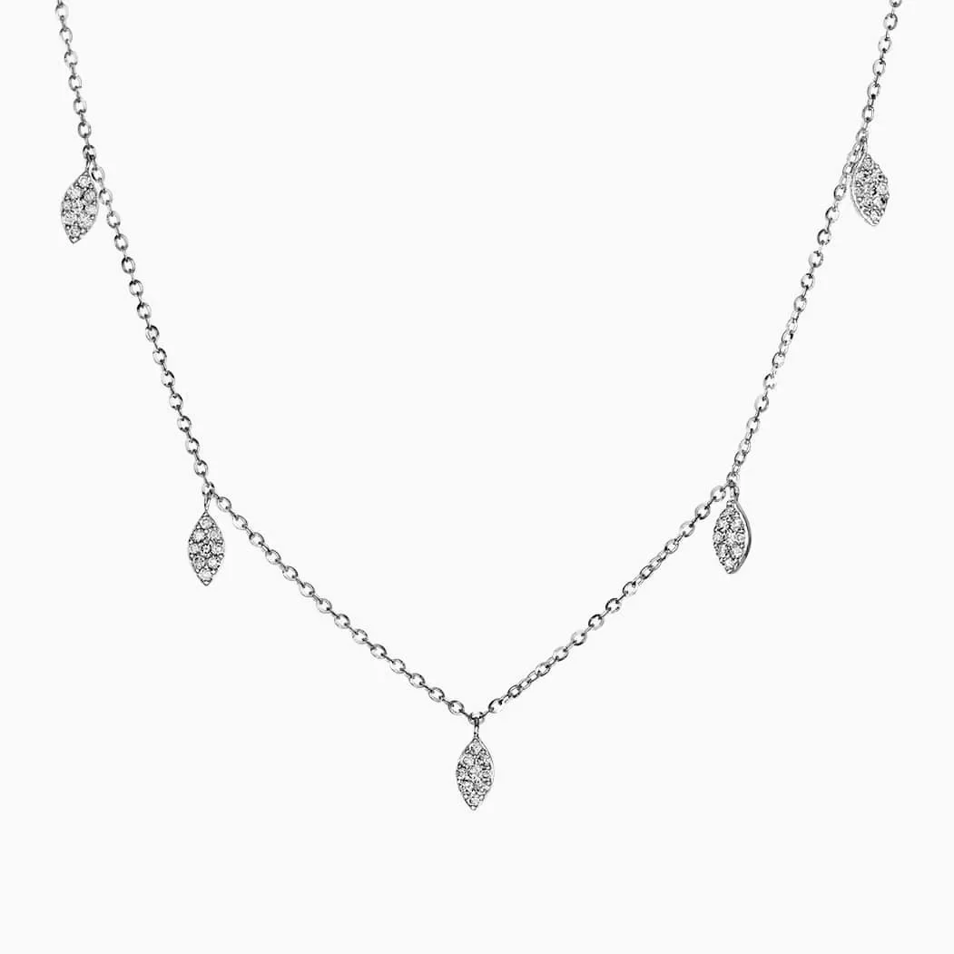 18ct white gold 45=0.18ct diamond leaf necklace