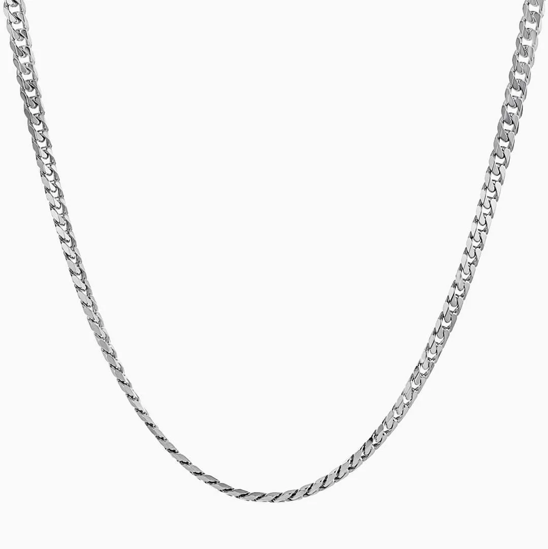 18ct white gold 50cm flat curb link chain - Image 2