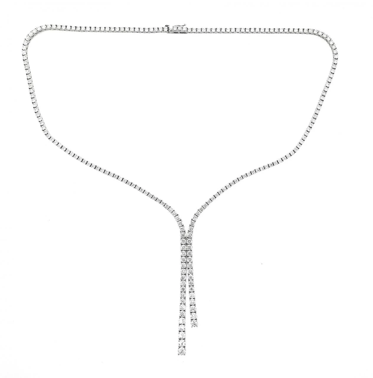 18ct white gold 8.95ct diamond drop tennis necklace - Image 2
