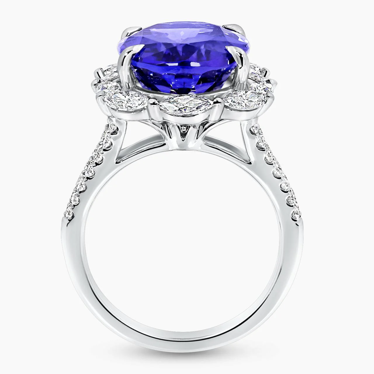 18ct white gold 9.20ct oval cut tanzanite and diamond ring - Image 2