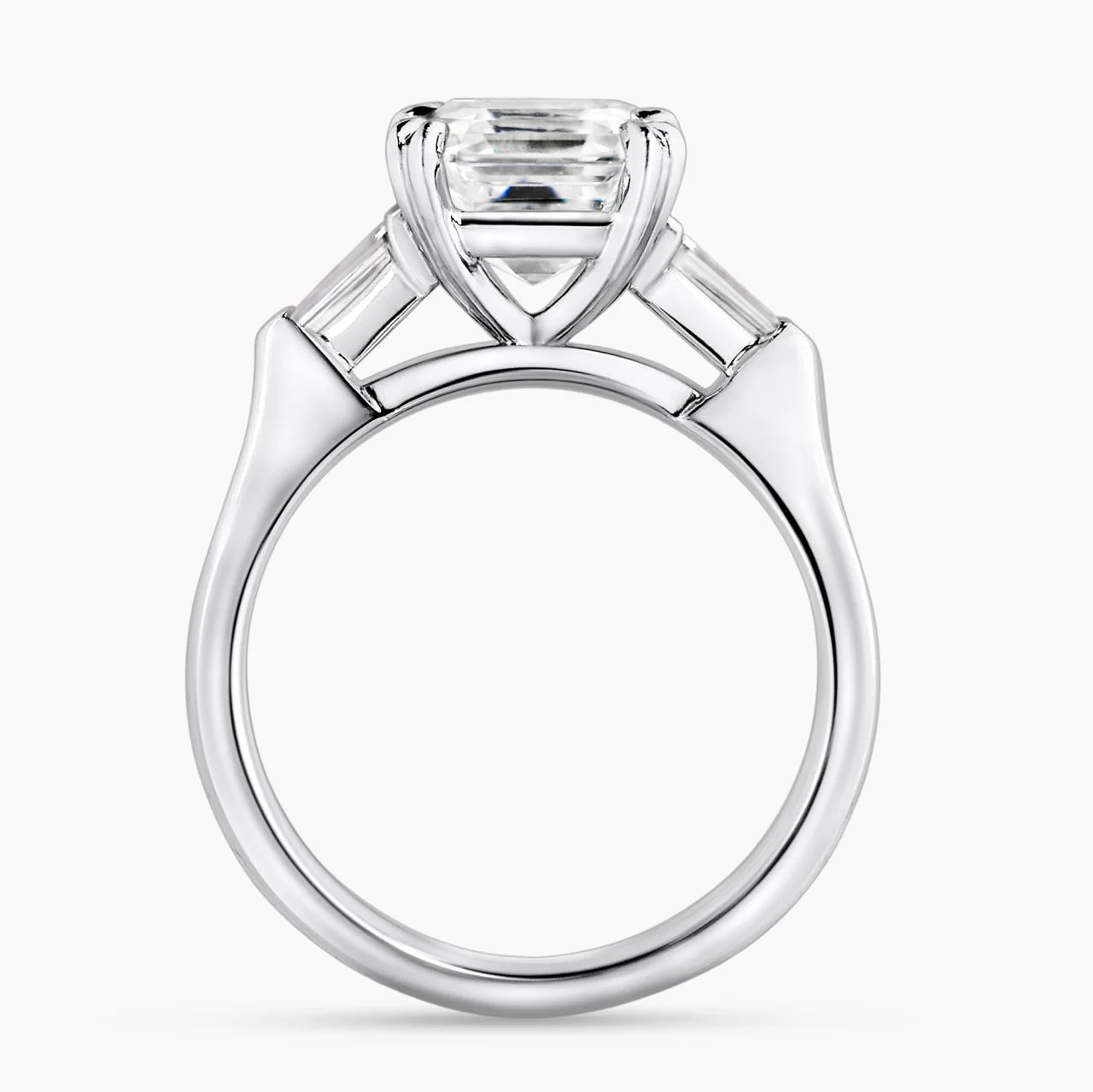 18ct white gold Asscher cut diamond engagement ring with tapered baguettes. GIA Cert - Image 3