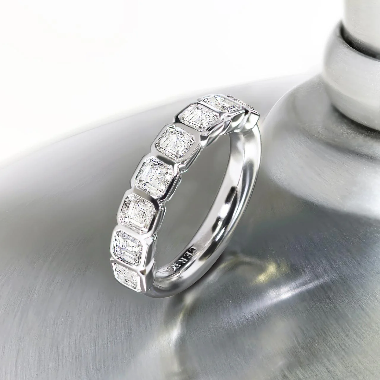 18ct white gold Asscher cut lab grown diamond ring - Image 4