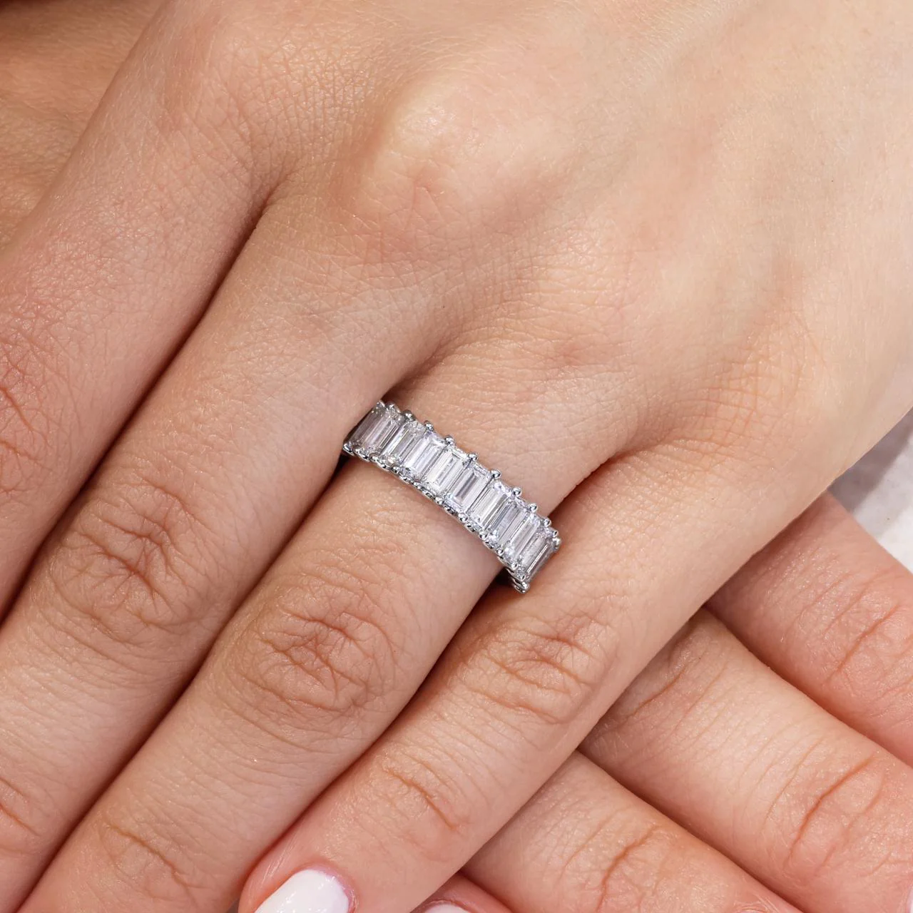 18ct white gold Baguette cut LAB Grown Diamond ring