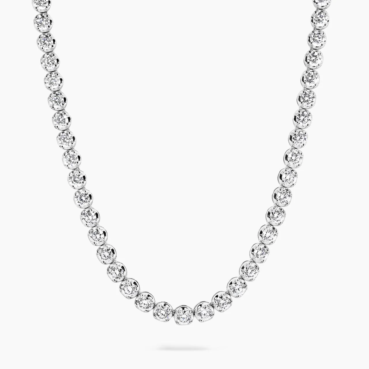 18ct white gold 98=10.76ct round brilliant cut diamond tennis necklace