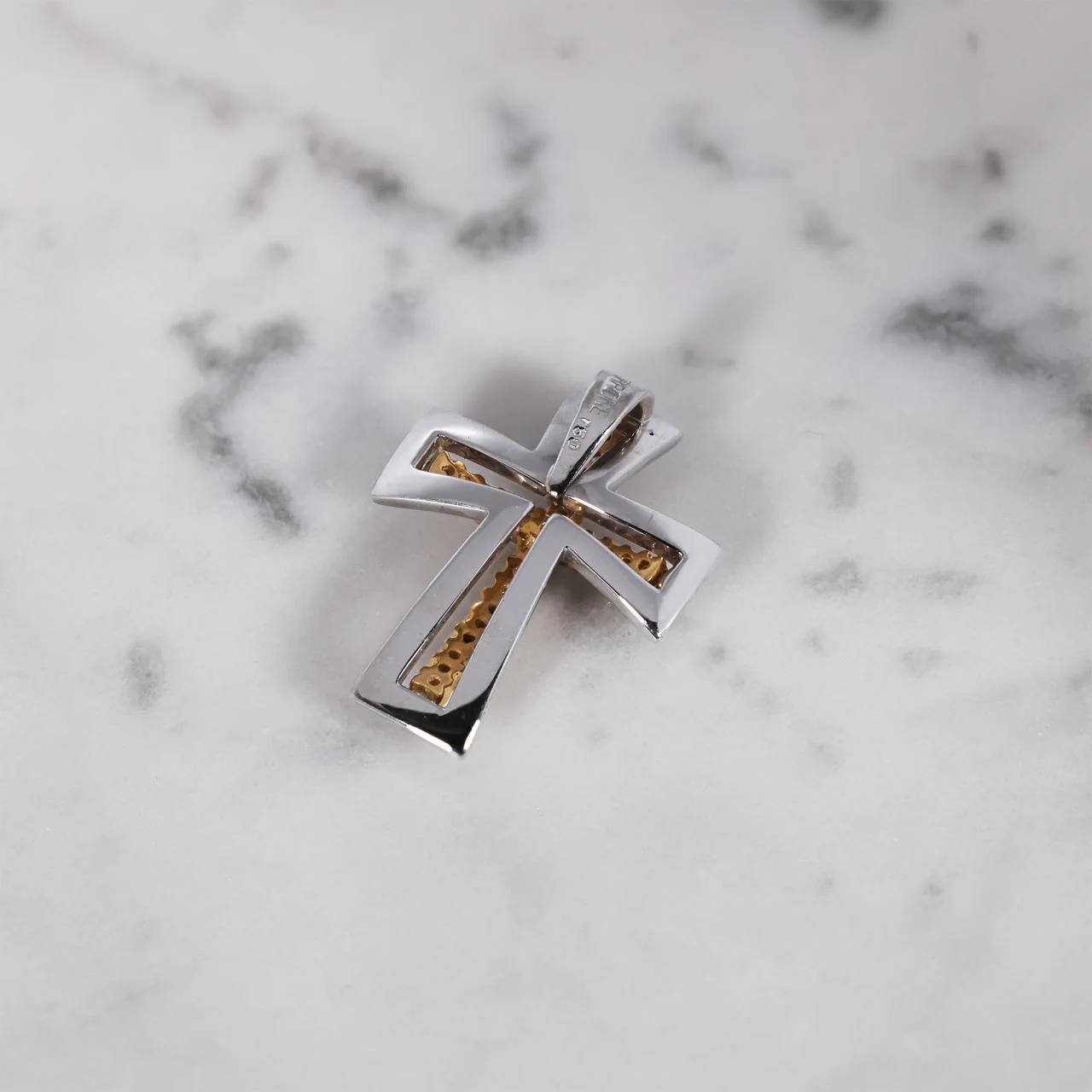 18ct white gold diamond and cognac cutout cross - Image 2