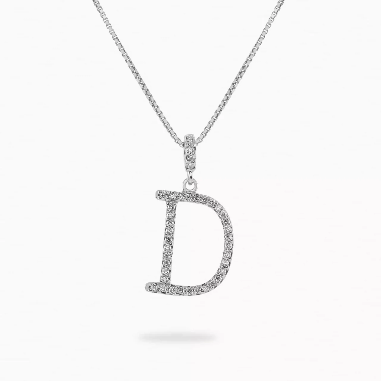 18ct White gold diamond initial ‘D’ necklace