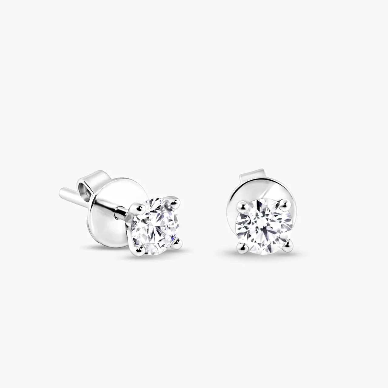 18ct white gold diamond stud earrings 2=0.66ct round brilliant cut diamonds