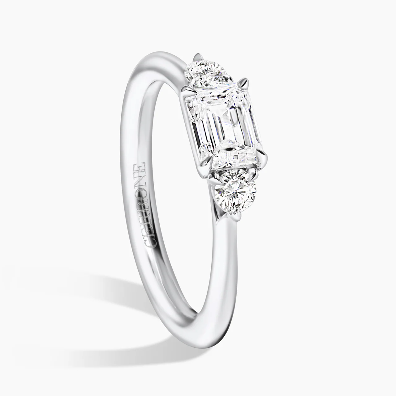 18ct white gold 0.80ct F VS1 emerald and round brilliant cut diamond engagement ring - Image 2