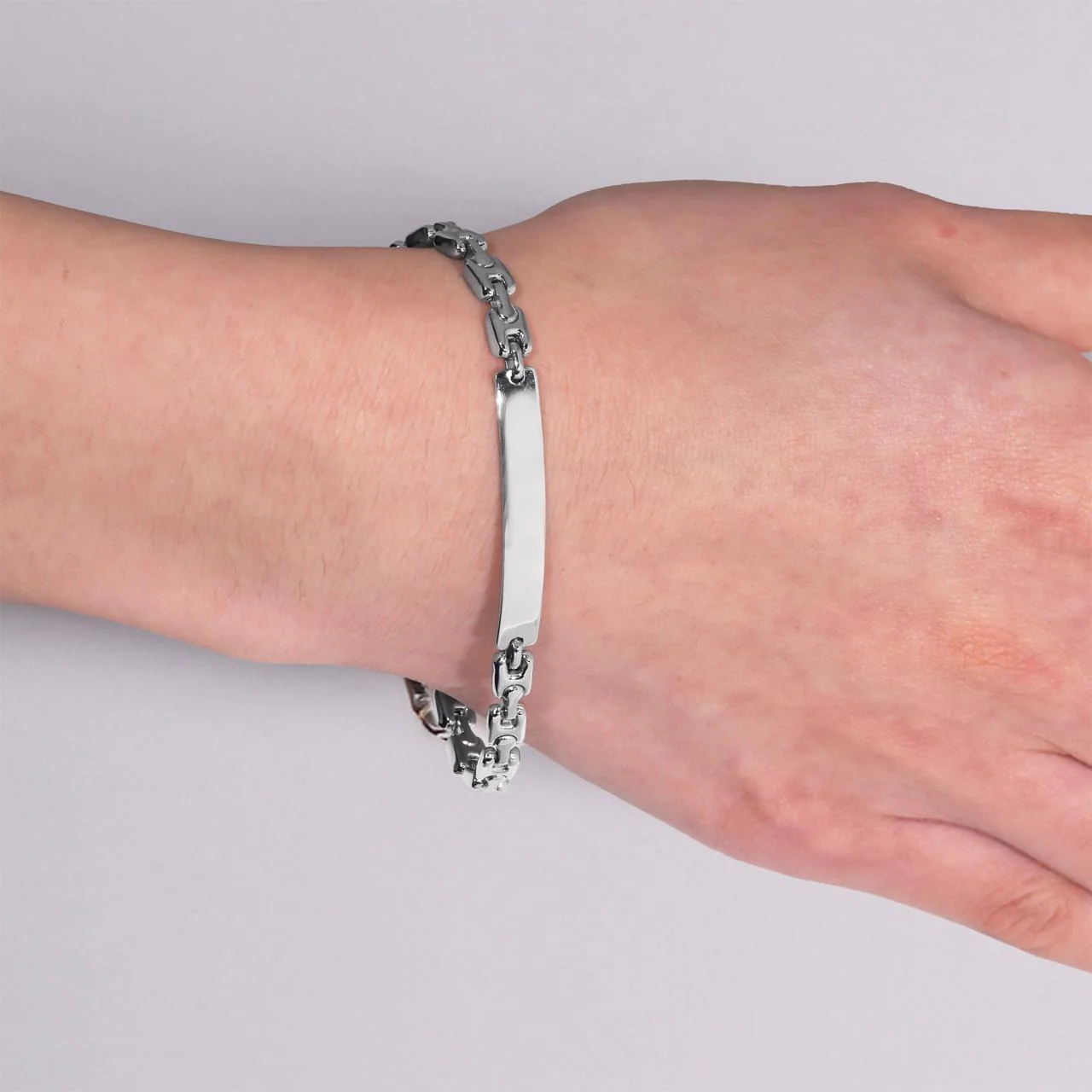 18ct white gold ID plate bracelet 18cm