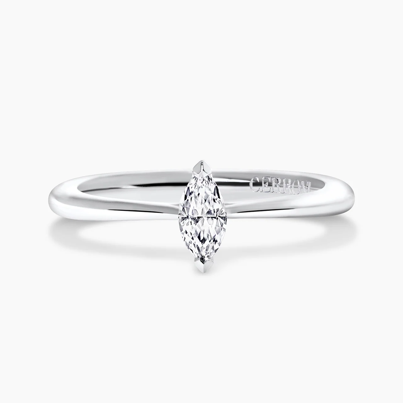18ct white gold 0.23ct FG VVS VS marquise cut diamond solitaire engagement ring
