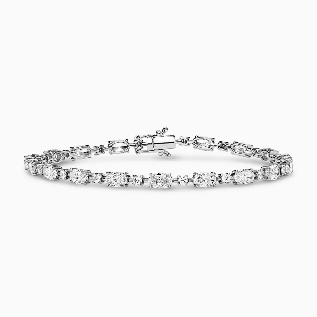 18ct white gold 36=6.44ct oval and round brilliant cut diamond tennis bracelet