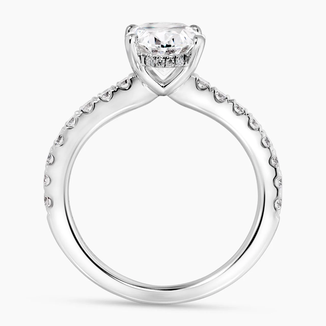 18ct white gold oval cut diamond engagement ring in a four claw setting with a diamond band. GIA Cert - Image 4