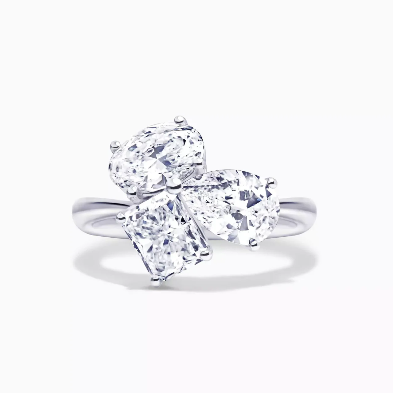 TRASTEVERE BIANCA 18ct white gold oval, pear, radiant trilogy engagement ring