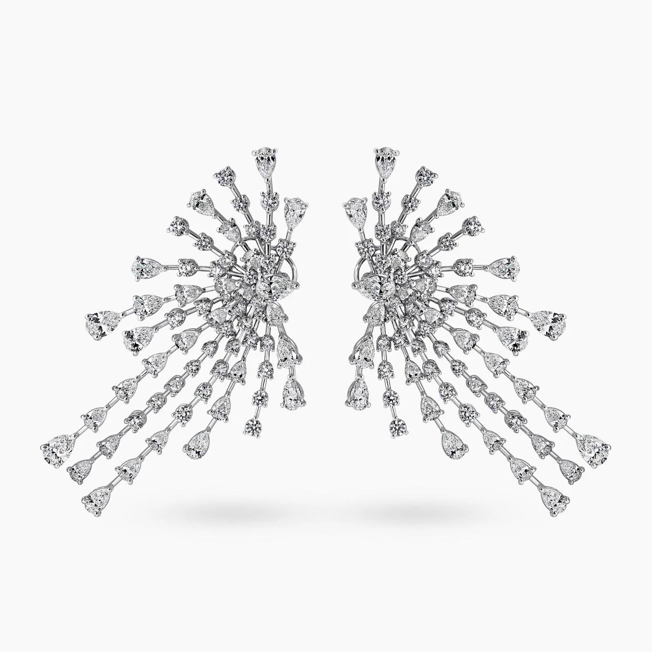 Illuminare - 18ct white gold pear and round brilliant cut diamond fancy drop earrings