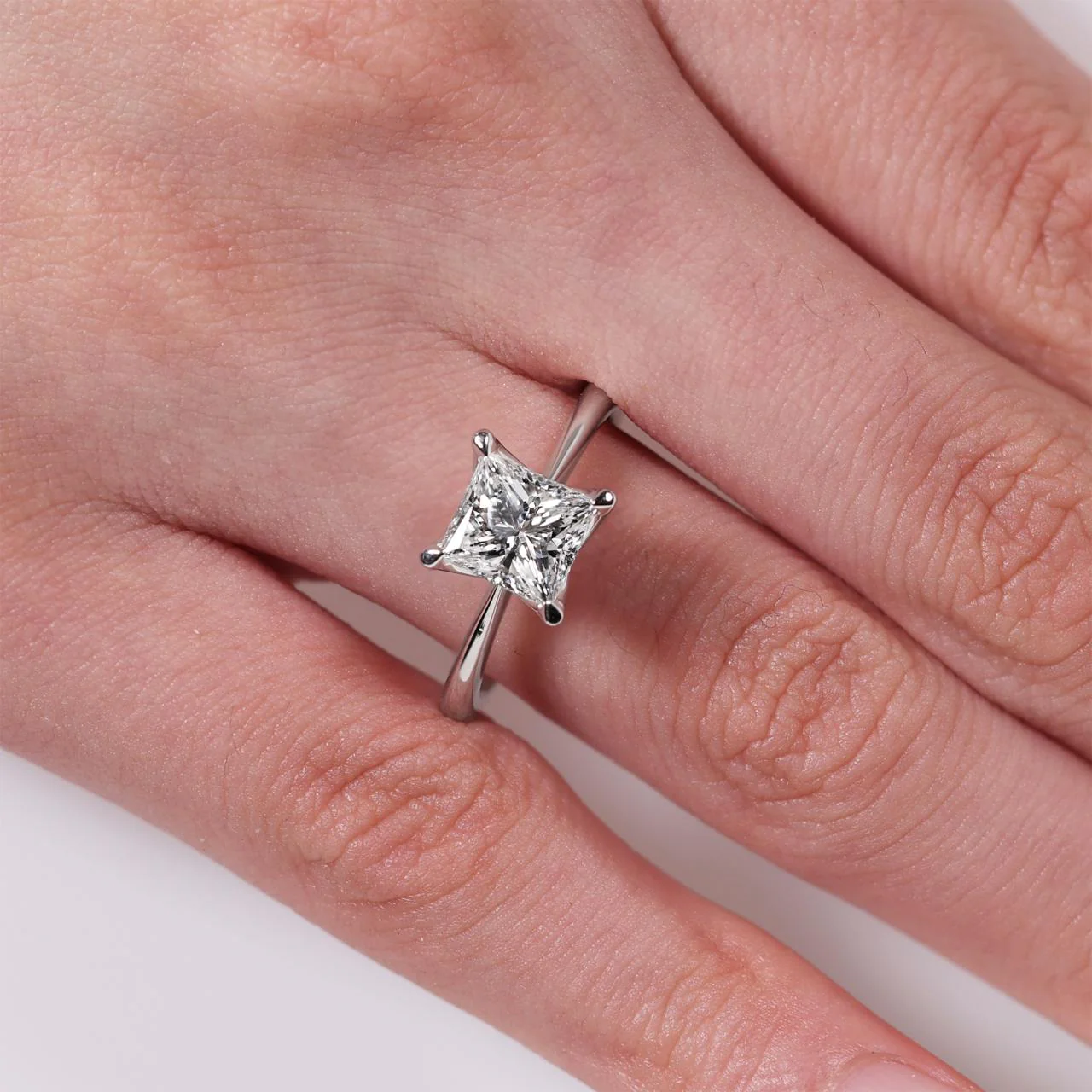 18ct white gold princess cut diamond solitaire engagement ring in a four claw setting. GIA Cert - Image 2
