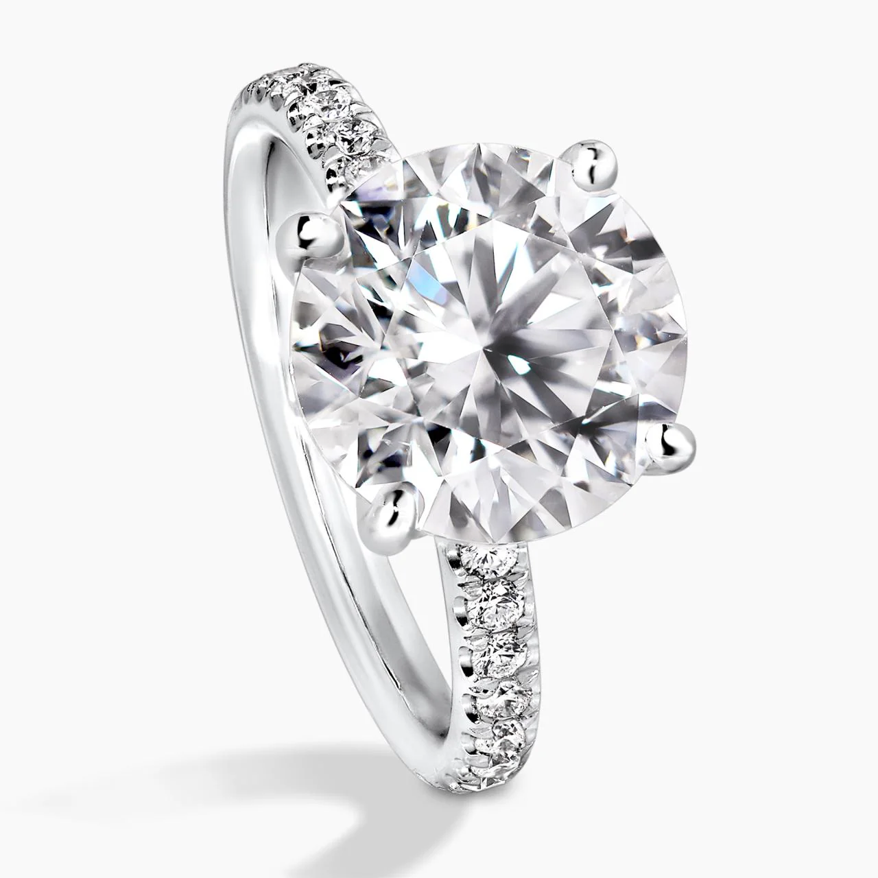 18ct white gold round briliant cut diamond engagement ring in a four claw setting with a hidden halo and diamond band. GIA cert - Image 4