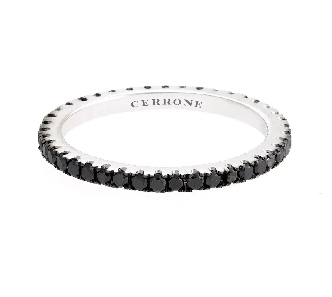 18ct white gold round brilliant cut black diamond ring