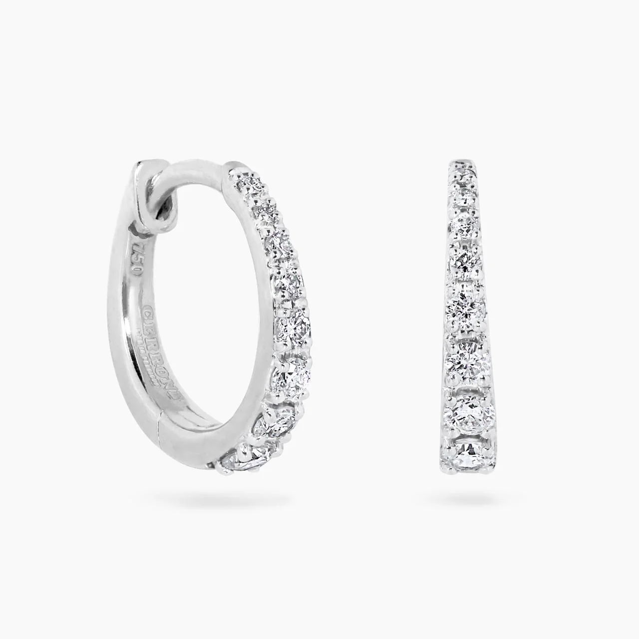 18ct white gold round brilliant cut diamond hoop earrings