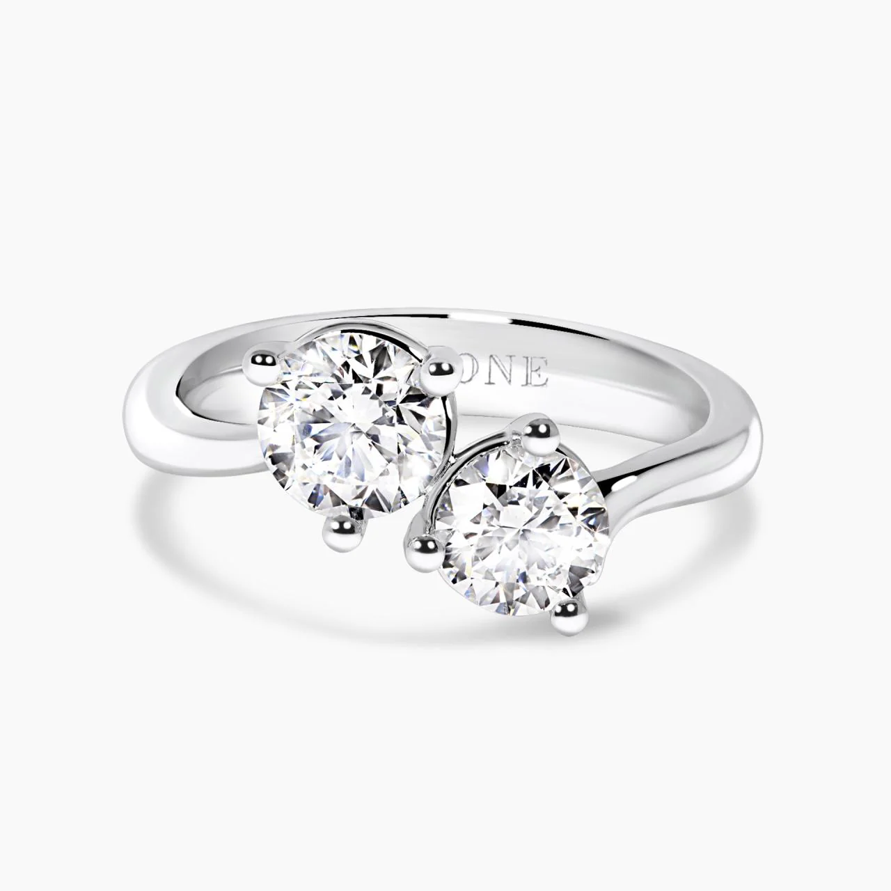 VALERIA 18ct white gold 0.80ct F SI1 round and 0.60ct F SI1 round brilliant cut diamond engagement ring